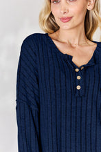 Load image into Gallery viewer, Basic Bae Full Size Ribbed Half Button Long Sleeve T-Shirt