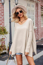 Load image into Gallery viewer, V-Neck Slit Exposed Seam Sweater