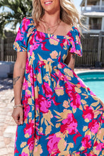 Load image into Gallery viewer, Printed Square Neck Short Sleeve Midi Dress