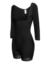 Load image into Gallery viewer, Full Size Zip Up Lace Detail Long Sleeve Shapewear