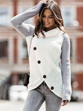 Load image into Gallery viewer, Contrast Decorative Button Turtleneck Sweater
