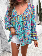 Load image into Gallery viewer, Printed Tie Neck Long Sleeve Blouse