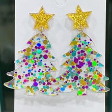 Load image into Gallery viewer, Christmas Tree Acrylic Dangle Earrings