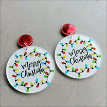 Load image into Gallery viewer, Christmas Themed Acrylic Dangle Earrings
