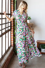 Load image into Gallery viewer, First Love Slit Printed Surplice Tie Waist Short Sleeve Dress