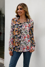 Load image into Gallery viewer, Floral Print Collared Neck Long Sleeve Shirt