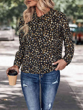 Load image into Gallery viewer, Printed Tie Neck Long Sleeve Top