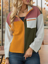 Load image into Gallery viewer, Color Block Zip-Up Long Sleeve Jacket