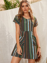 Load image into Gallery viewer, Pocketed Striped Short Sleeve Dress