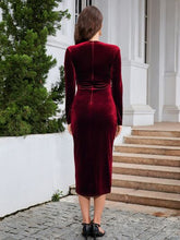 Load image into Gallery viewer, Ruched Slit Surplice Wrap Dress