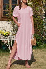 Load image into Gallery viewer, Slit Pocketed V-Neck Short Sleeve Dress