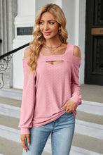 Load image into Gallery viewer, Cold Shoulder Square Neck Cutout Blouse