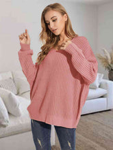 Load image into Gallery viewer, V-Neck Batwing Dropped Shoulder Sweater