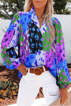 Load image into Gallery viewer, Printed Notched Long Sleeve Blouse