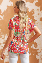 Load image into Gallery viewer, Printed Notched Short Sleeve Blouse