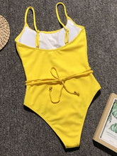 Load image into Gallery viewer, Ribbed Tie Waist One-Piece Swimsuit