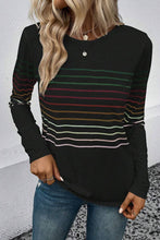Load image into Gallery viewer, Striped Round Neck Long Sleeve T-Shirt