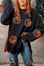 Load image into Gallery viewer, Pumpkin Print Dropped Shoulder Sweatshirt
