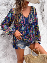 Load image into Gallery viewer, Printed Tie Neck Long Sleeve Blouse