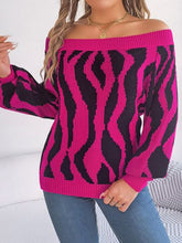 Load image into Gallery viewer, Off-Shoulder Animal Print Long Sleeve Sweater