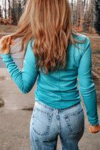 Load image into Gallery viewer, Half-Snap Round Neck Long Sleeve Top