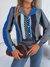 Load image into Gallery viewer, Polka Dot Contrast Long Sleeve Shirt