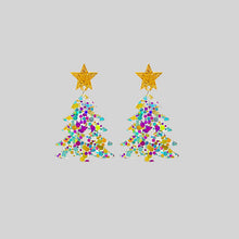 Load image into Gallery viewer, Christmas Tree Acrylic Dangle Earrings