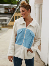 Load image into Gallery viewer, Plush Contrast Zip Up Coat