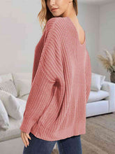 Load image into Gallery viewer, V-Neck Batwing Dropped Shoulder Sweater