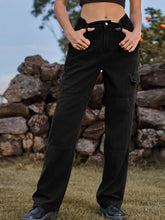 Load image into Gallery viewer, High Waist Cargo Straight Jeans