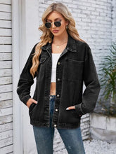 Load image into Gallery viewer, Pocketd Button Up Detachable Hooded Denim Jacket