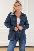 Load image into Gallery viewer, Geometric Button Up Drawstring Collared Neck Jacket