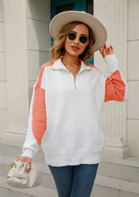 Load image into Gallery viewer, Two-Tone Collared Neck Dropped Shoulder Knit Top