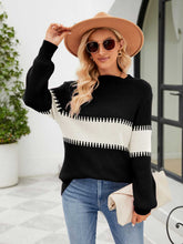 Load image into Gallery viewer, Contrast Round Neck Sweater