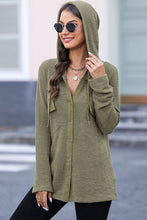Load image into Gallery viewer, Waffle-Knit Button Up Drawstring Hoodie