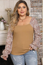Load image into Gallery viewer, Plus Size Floral Square Neck Flounce Sleeve Blouse