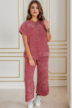 Load image into Gallery viewer, Round Neck Short Sleeve Top and Pants Set