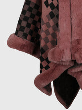 Load image into Gallery viewer, Checkered Faux Fur Trim Poncho