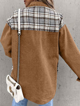 Load image into Gallery viewer, Plaid Button Up Dropped Shoulder Jacket