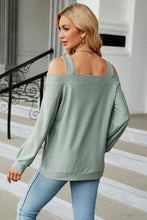 Load image into Gallery viewer, Cold Shoulder Square Neck Cutout Blouse