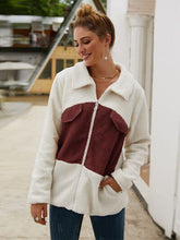 Load image into Gallery viewer, Plush Contrast Zip Up Coat