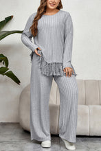 Load image into Gallery viewer, Plus Size Tassel Hem Top and Pants Set