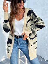 Load image into Gallery viewer, Camouflaged Dropped Shoulder Open Front Cardigan