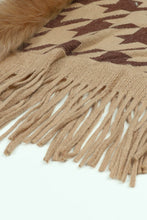 Load image into Gallery viewer, Houndstooth Fringe Hem Poncho