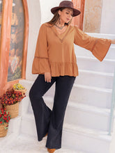 Load image into Gallery viewer, Plus Size V-Neck Peplum Blouse