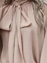 Load image into Gallery viewer, Tie Neck Lantern Sleeve Blouse