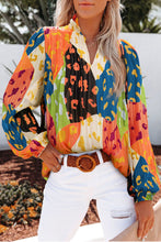 Load image into Gallery viewer, Printed Notched Long Sleeve Blouse