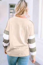 Load image into Gallery viewer, Striped Exposed Seam Buttoned T-Shirt