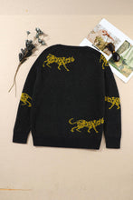 Load image into Gallery viewer, Animal Print Round Neck Sweater