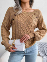 Load image into Gallery viewer, Decorative Button Cable-Knit Sweater